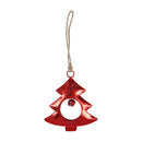Galvanized Metal Tree Ornament with Bell, Red/Gray, 2 Asst,3otm262