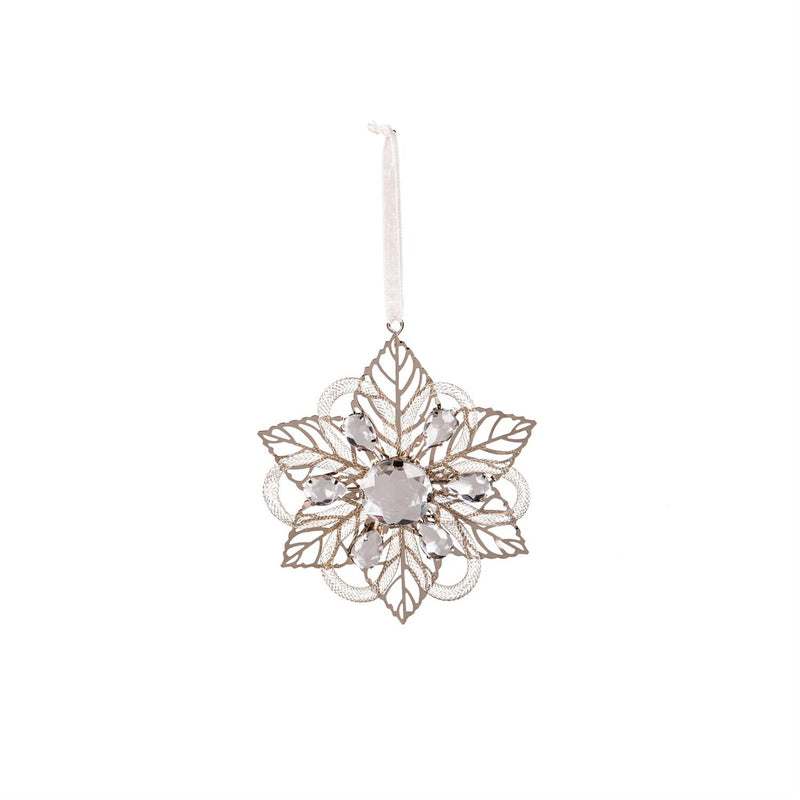 5" Metal Flower with Gems Ornament
