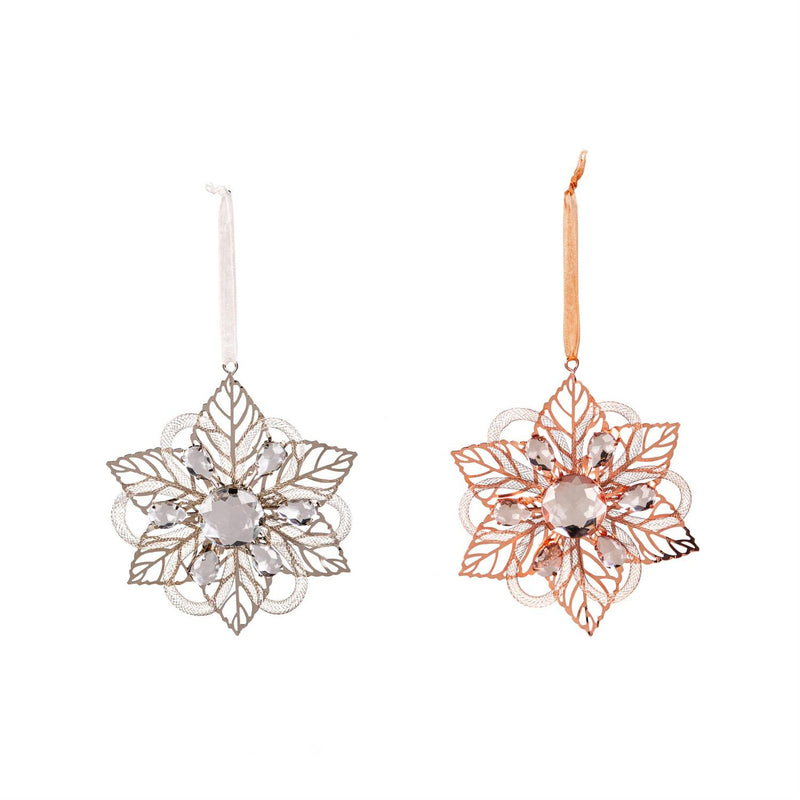 5" Metal Flower with Gems Ornament