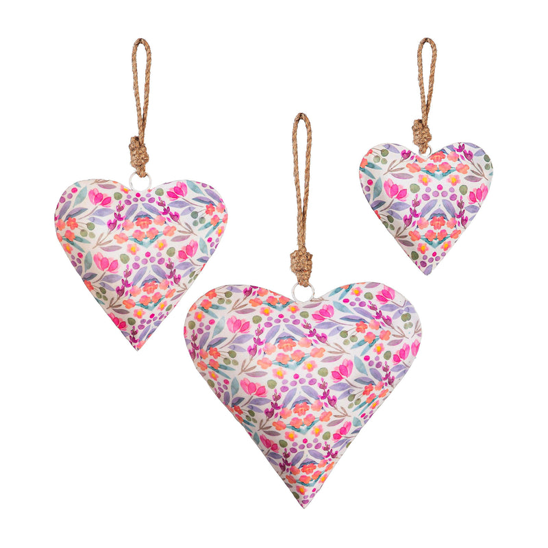 Petal Paradise Heart Shaped Metal Hanging Decor Set