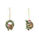 Resin Sloth with Santa Hat Ornament, 2 Asst,3otr122