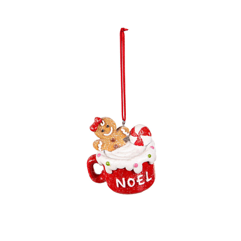 2.5" Resin Mug with Gingerbread Ornament