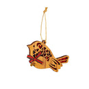 Wood and Fabric Bird with Bow and Bell Ornament