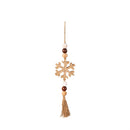 14" Wood Snowflake with Beads and Tassel Ornament