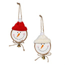 Woodland Storybook Ornament Wood and Fabric Snowman, 4.75"H, Asst of 2