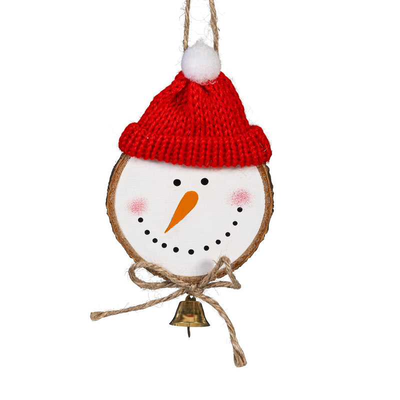 Woodland Storybook Ornament Wood and Fabric Snowman, 4.75"H, Asst of 2