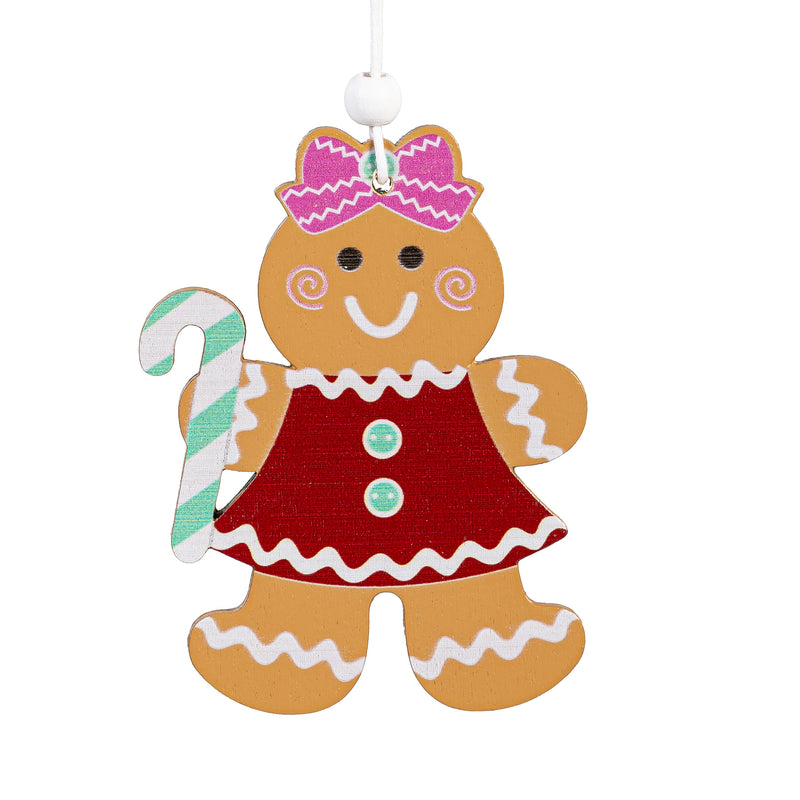 Baking Spirits Bright Ornament Wood Gingerbread, 3.25"H, Set of 9