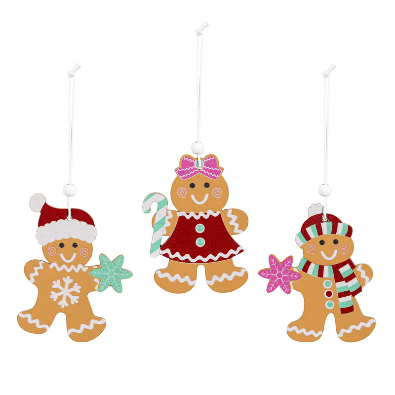 Baking Spirits Bright Ornament Wood Gingerbread, 3.25"H, Set of 9