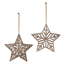 VivaStyle Ornament, Wood Ornament, Snowflake Star, 7.5"H, Asst of 2