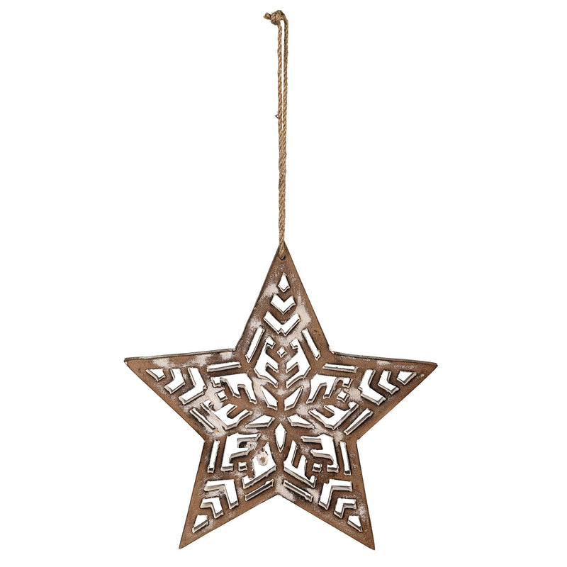 VivaStyle Ornament, Wood Ornament, Snowflake Star, 7.5"H, Asst of 2