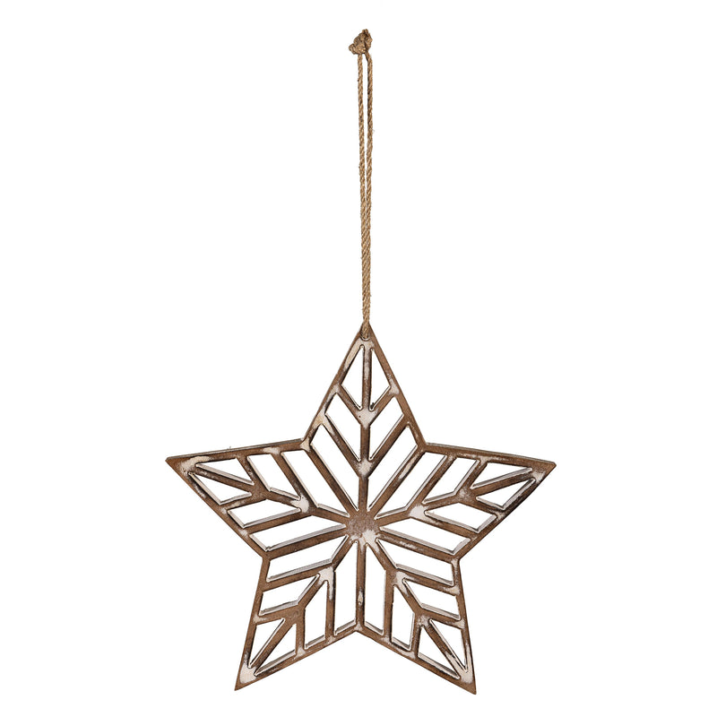 VivaStyle Ornament, Wood Ornament, Snowflake Star, 7.5"H, Asst of 2