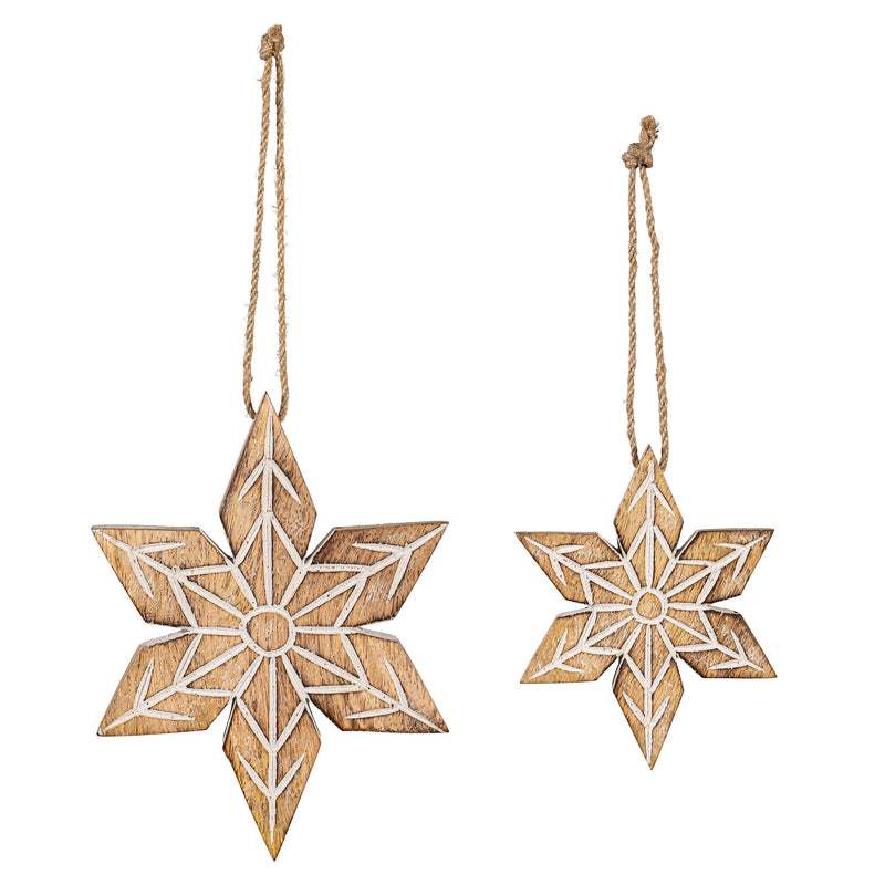 VivaStyle Ornament, Wood Ornament, Snowflake, Set of 2