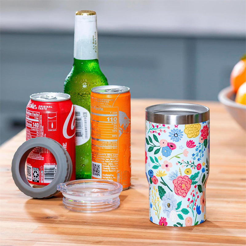 Bursting Blossoms Stainless Steel Quatre Chiller with Silicone Cap and Tumbler Slide Lid, Gift Box