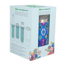 Geometric Tapestry Stainless Steel Quatre Chiller with Silicone Cap and Tumbler Slide Lid, Gift Box