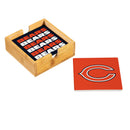 Chicago Bears Ceramic Coasters Set, 4pcs with Wood Caddy