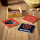 Chicago Bears Ceramic Coasters Set, 4pcs with Wood Caddy
