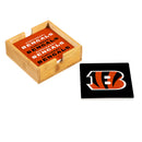 Cincinnati Bengals Ceramic Coasters Set, 4pcs with Wood Caddy