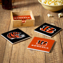 Cincinnati Bengals Ceramic Coasters Set, 4pcs with Wood Caddy