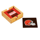 Cleveland Browns Ceramic Coasters Set, 4pcs with Wood Caddy