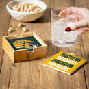 Green Bay Packers Ceramic Coasters Set, 4pcs with Wood Caddy