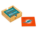 Miami Dolphins Ceramic Coasters Set, 4pcs with Wood Caddy