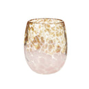13 oz Stemless Hand Blown Glass with Gift Box, Gold and White,3sl1018