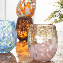 13 oz Stemless Hand Blown Glass with Gift Box, Gold and White,3sl1018