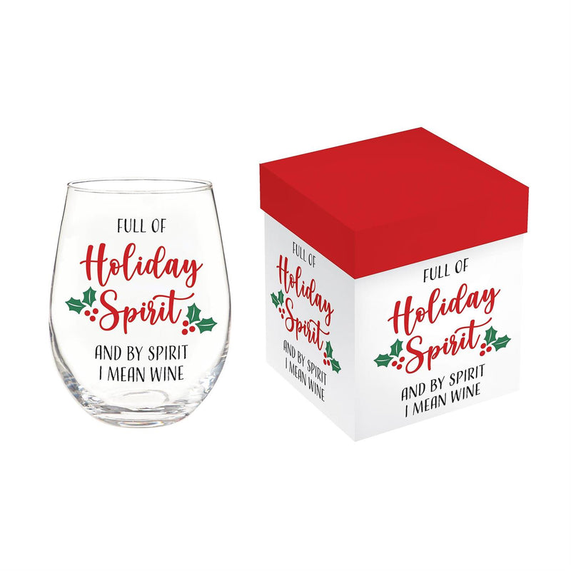 Christmas Vacation Wine Glass Stemless Glass, Holiday Spirit, 17oz, Gift Box