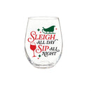 Christmas Vacation Wine Glass Stemless Glass, Sleigh All Day, 17oz, Gift Box