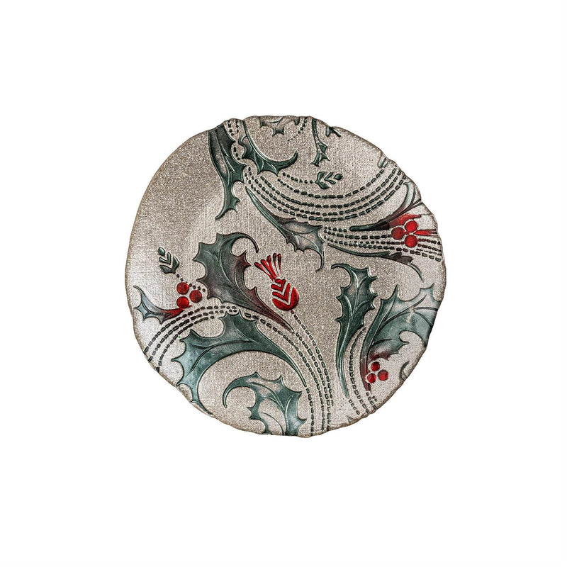 Joyful Traditions Plate Glass Holly and Berries Salad Plate, 8.25"