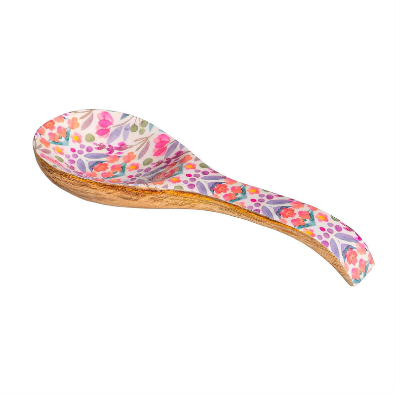 Petal Paradise Wood Spoon Rest, 10.25"L