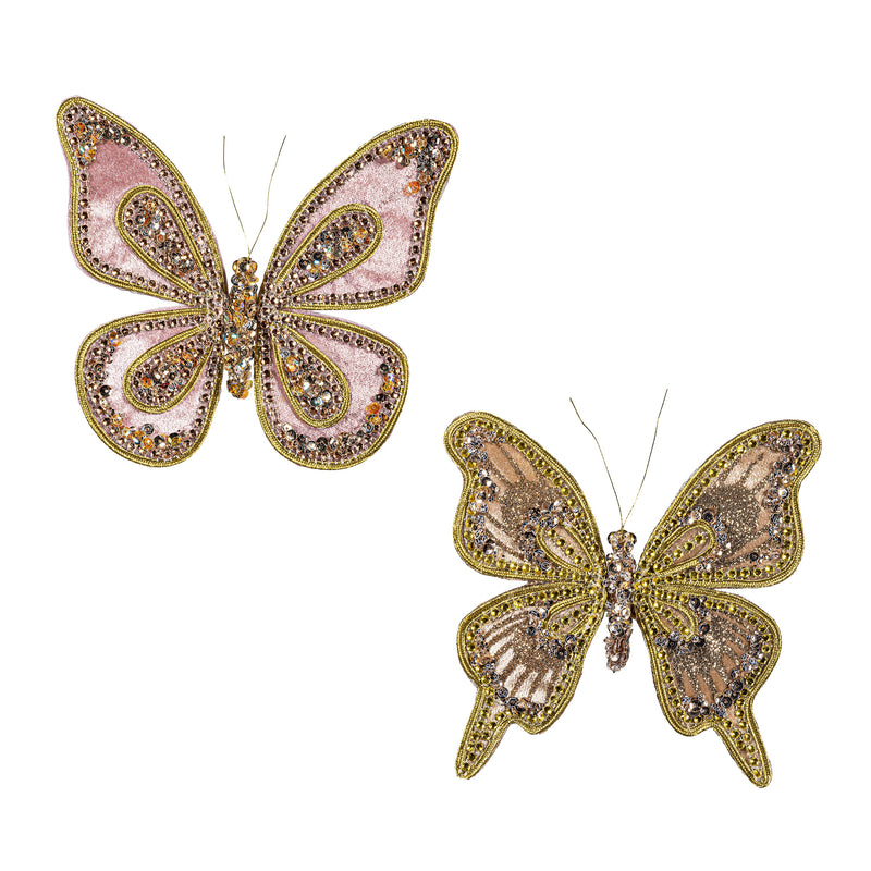 Season to Sparkle Ornament Butterfly Fabric Tree Clip, 6.75"L