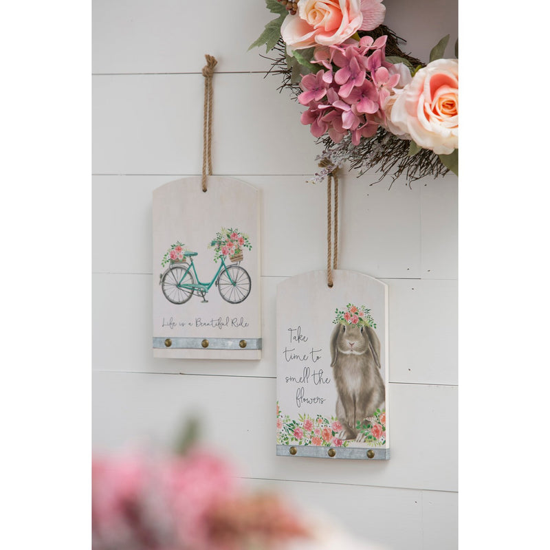 Wooden Wall Décor, 2 Asst: Bicycle, Rabbit,3wp809
