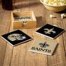 New Orleans Saints Ceramic Coasters Set, 4pcs with Wood Caddy