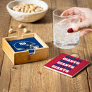 New York Giants Ceramic Coasters Set, 4pcs with Wood Caddy