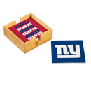 New York Giants Ceramic Coasters Set, 4pcs with Wood Caddy