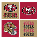 San Francisco 49ers Ceramic Coasters Set, 4pcs with Wood Caddy