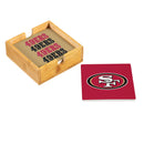 San Francisco 49ers Ceramic Coasters Set, 4pcs with Wood Caddy