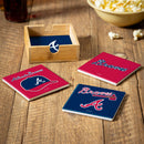 Atlanta Braves Ceramic Coasters Set, 4pcs with Wood Caddy