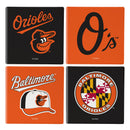 Baltimore Orioles Ceramic Coasters Set, 4pcs with Wood Caddy