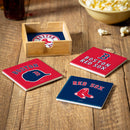 Boston Red Sox Ceramic Coasters Set, 4pcs with Wood Caddy