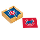 Chicago Cubs Ceramic Coasters Set, 4pcs with Wood Caddy