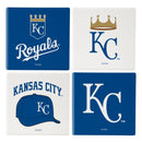 Kansas City Royals Ceramic Coasters Set, 4pcs with Wood Caddy