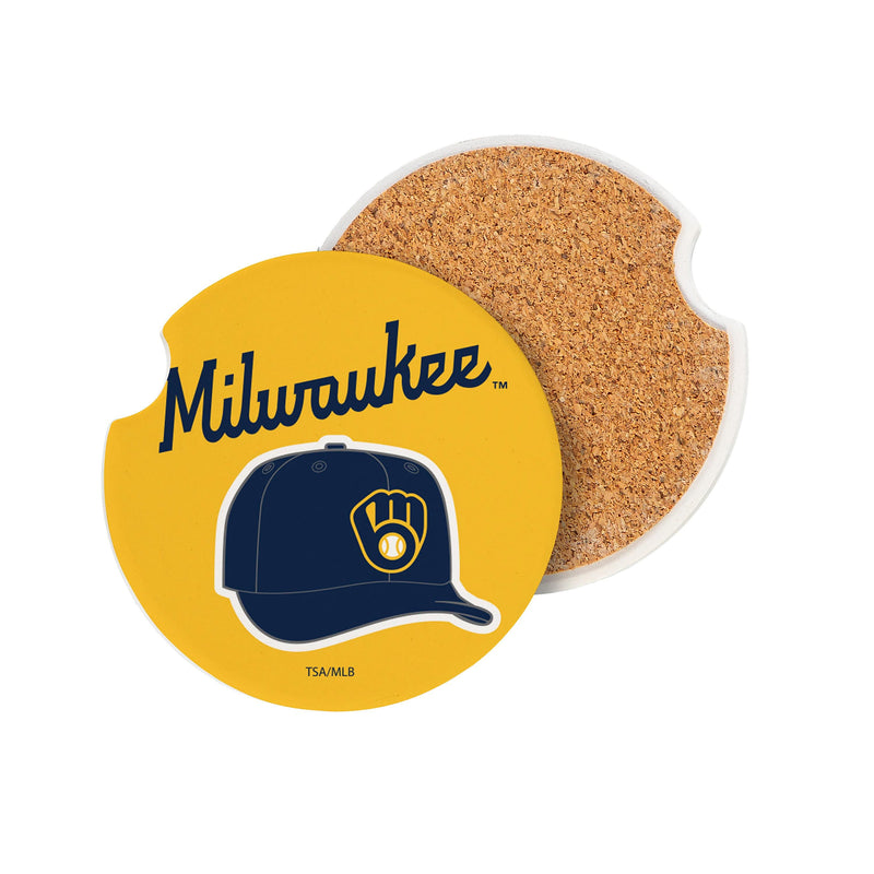 Milwaukee Brewers Car Coaster Set, 2pc