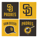 San Diego Padres Ceramic Coasters Set, 4pcs with Wood Caddy