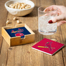 St Louis Cardinals Ceramic Coasters Set, 4pcs with Wood Caddy