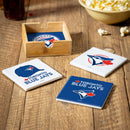 Toronto Blue Jays Ceramic Coasters Set, 4pcs with Wood Caddy