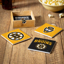 Boston Bruins Ceramic Coasters Set, 4pcs with Wood Caddy