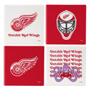 Detroit Red Wings Ceramic Coasters Set, 4pcs with Wood Caddy