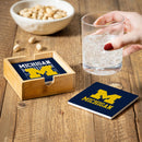 University Of Michigan Ceramic Coasters Set, 4pcs with Wood Caddy